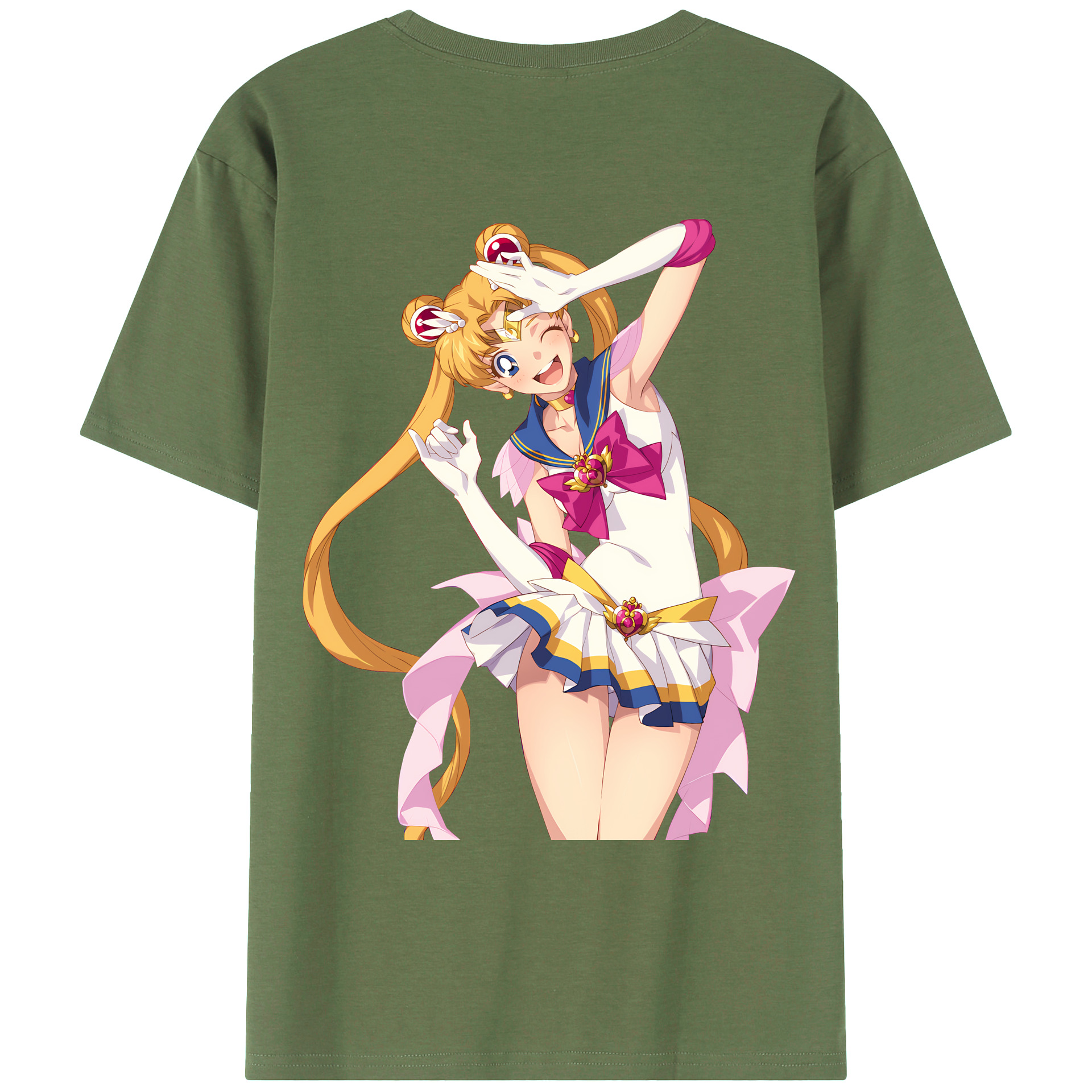 （画像用） 美少女戦士セーラームーン 月野 うさぎ つきの うさぎ Sailor Moon Tsukino Usagi 綿100％ メンズ半袖Tシャツ（バックプリント） 通気性